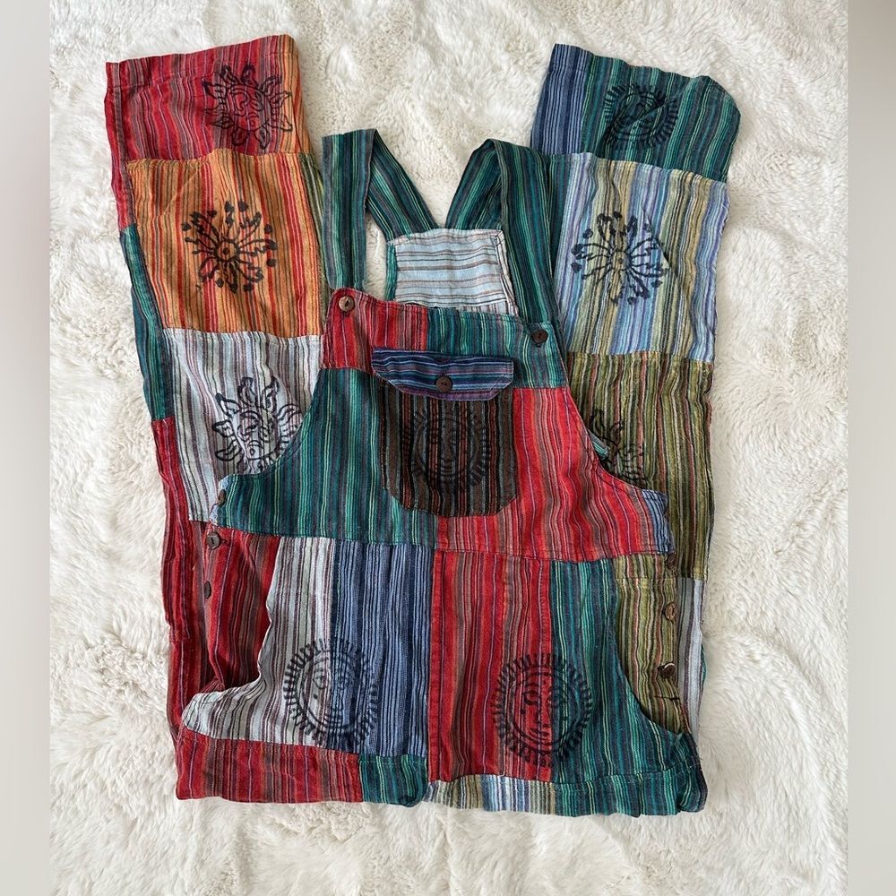 Patchwork hippie made in Nepal overalls - Picture 12 of 14